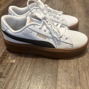 Platform Puma White and Black Sneakers with Brown Sole - Brand new. Never worn.